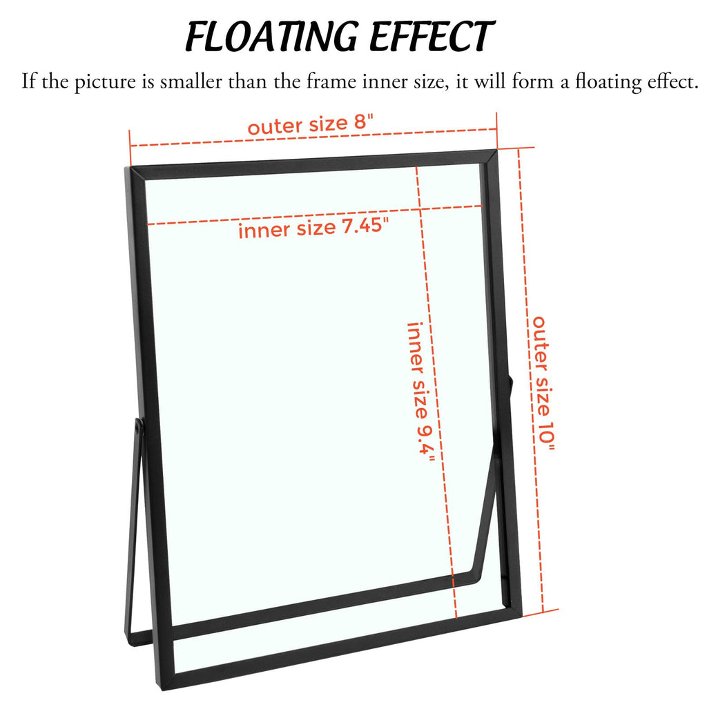 Golden State Art, Black 8X10 Frame For 6X8 Photo - Floating Frame For 6 X 8 Or Smaller Photos - Metal Frame And Real Glass, Eleg