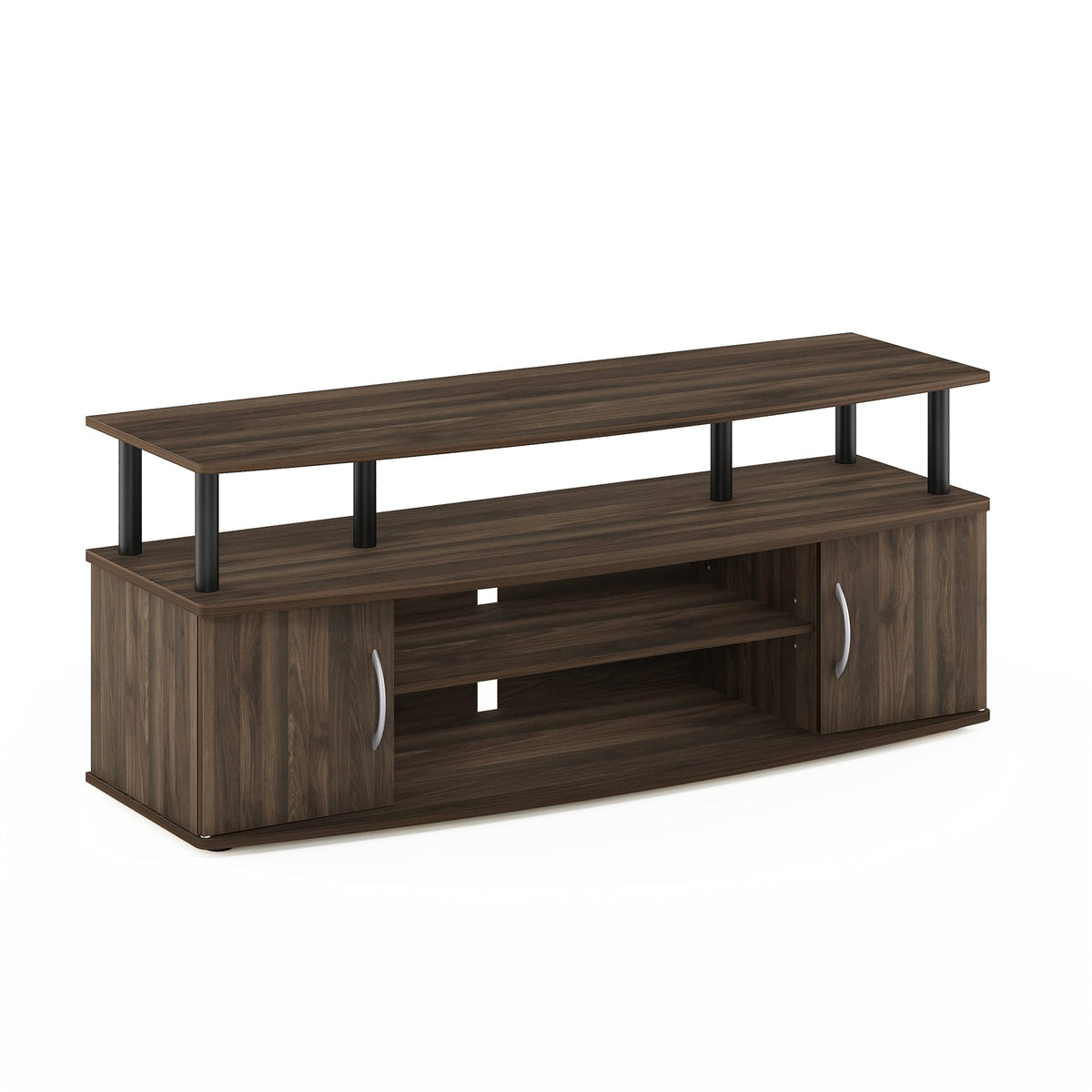 Furinno Jaya Large Entertainment Stand For Tv Up To 55 Inch, Columbia Walnut/Black