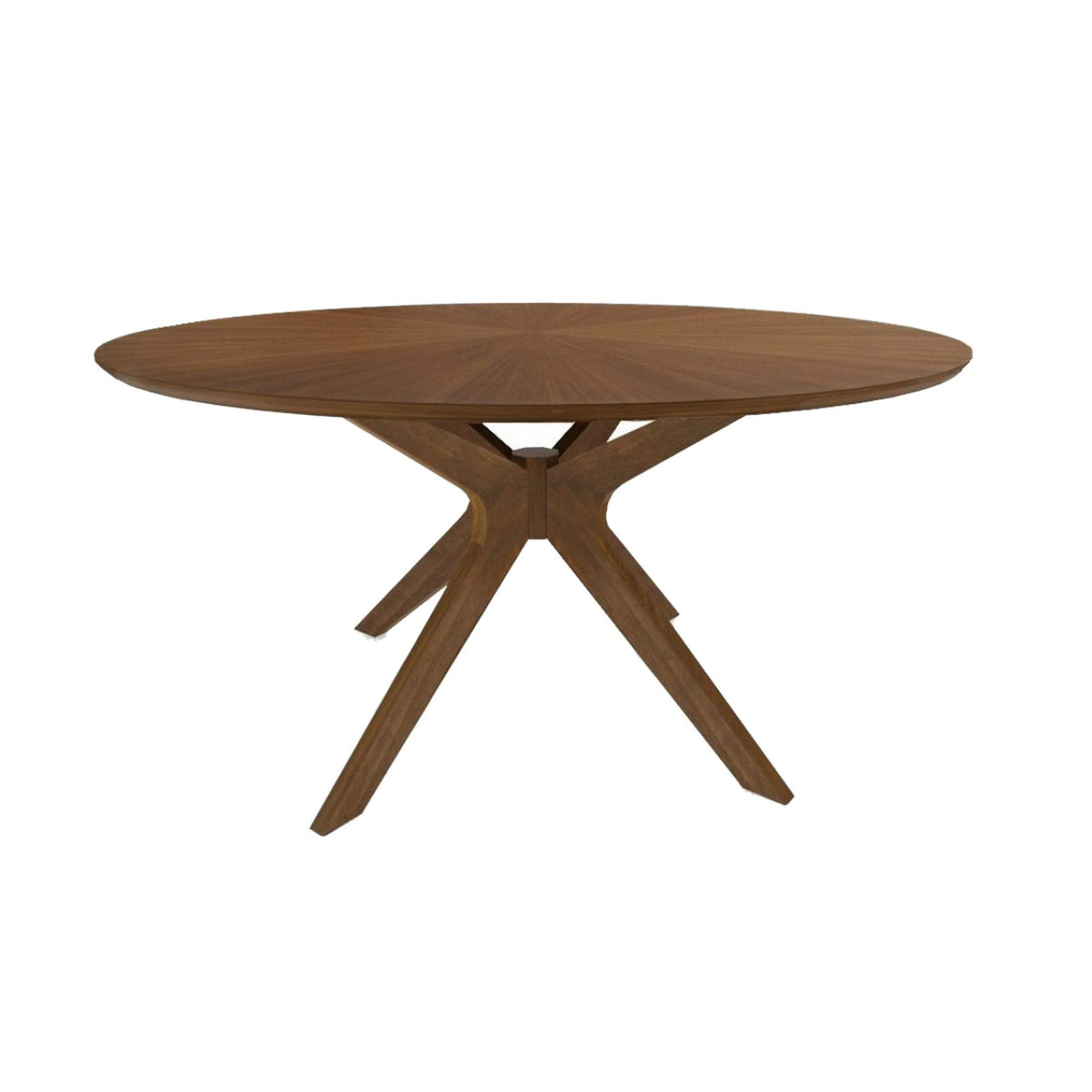 Benjara Contemporary 59 Inch Round Wooden Dining Table With Spider Legs, Brown