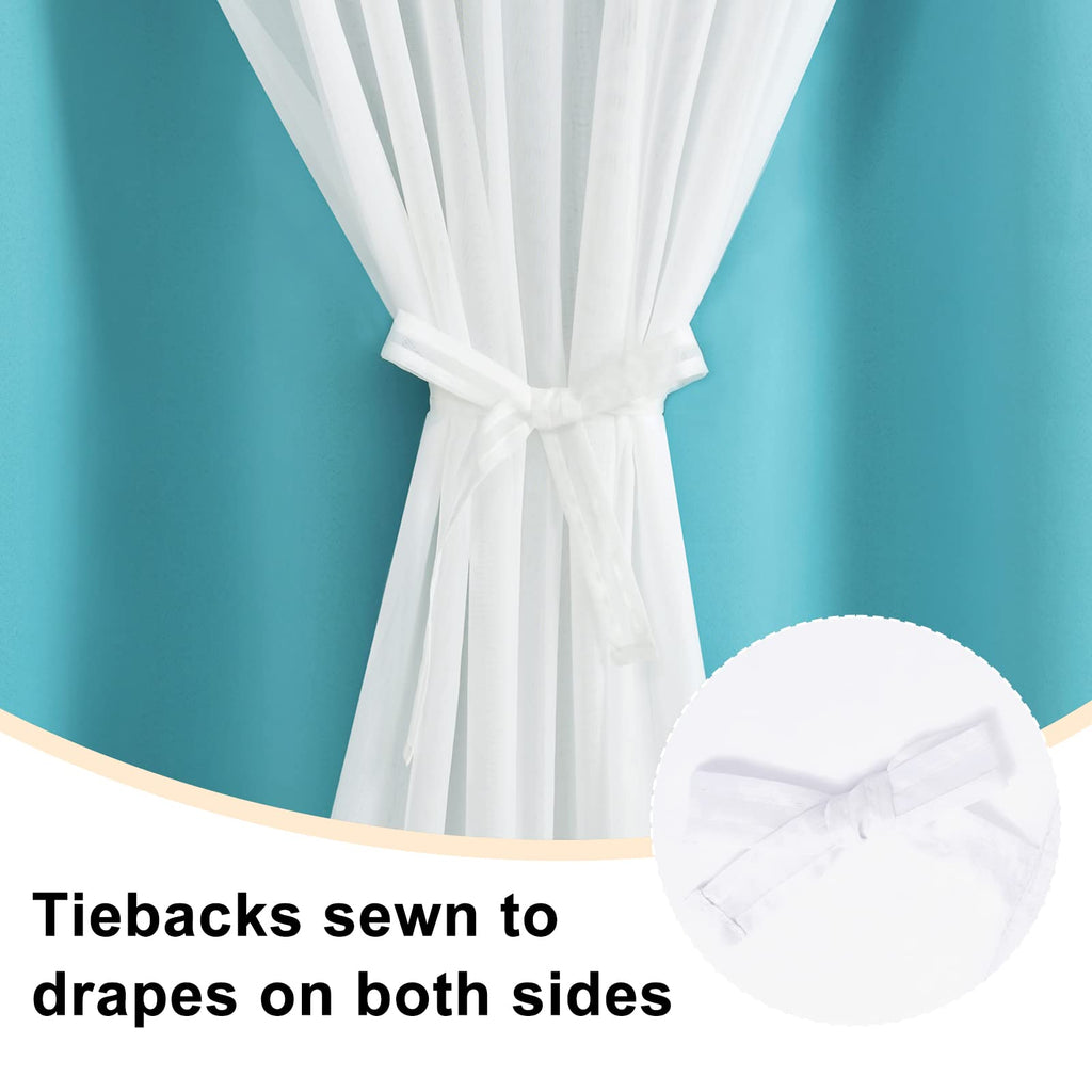 Hiasan Blackout Curtains With Sheer Overlay, Thermal Insulated Sun Blocking Grommet Window Curtains For Bedroom, Living Room, Ki