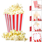 Red Striped Popcorn Boxes - Carnival Parties Mini Paper Popcorn And Candy Containers, Party Supplies For Movie Nights (Pack 24)