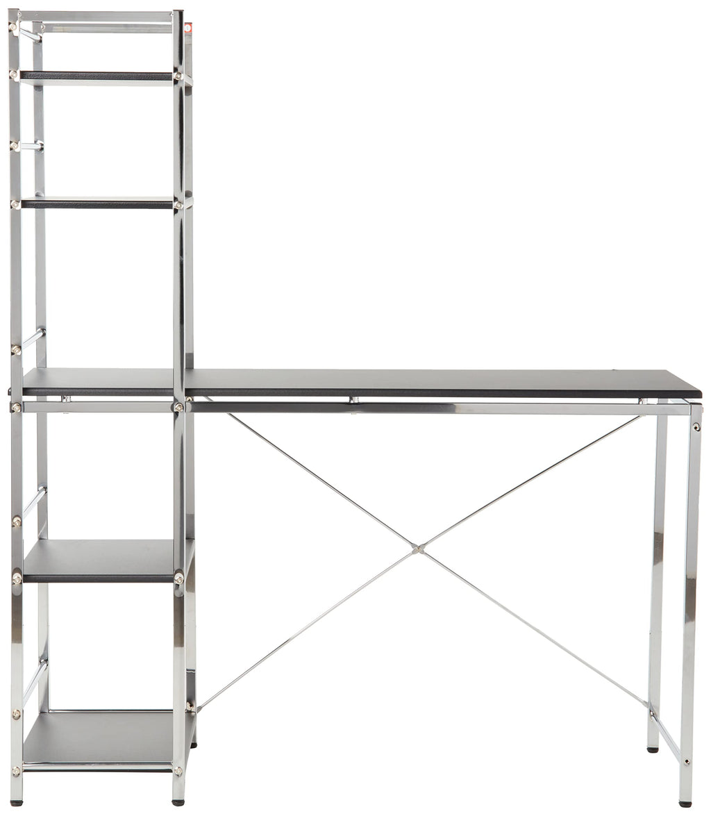 Acme Elvis Wooden Computer Desk With Shelves In Black And Chrome