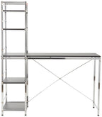 Acme Elvis Wooden Computer Desk With Shelves In Black And Chrome