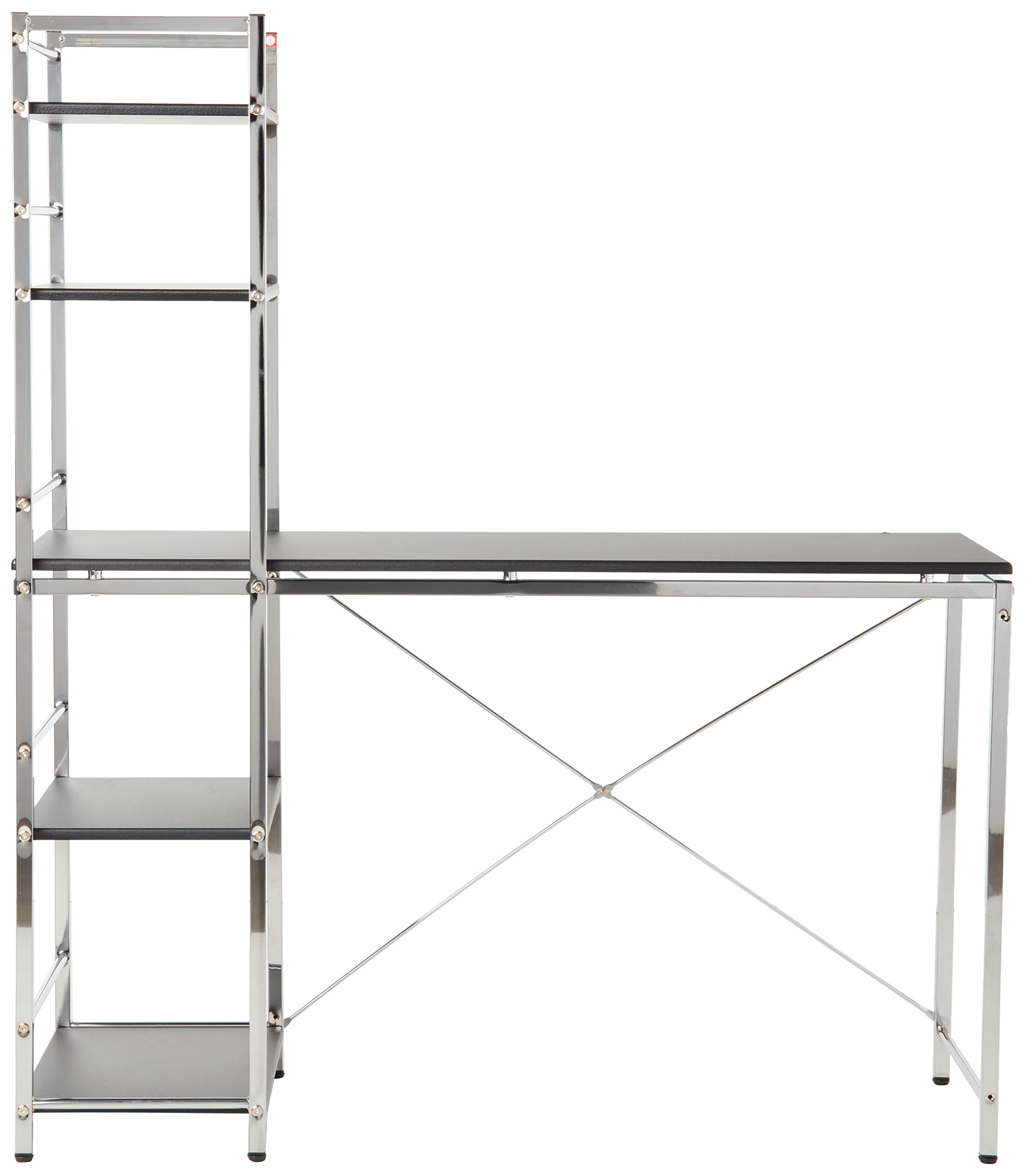 Acme Elvis Wooden Computer Desk With Shelves In Black And Chrome