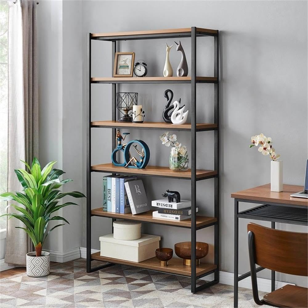Npd Furniture And More New Pacific Direct Anderson 6 Tier Bookcase, Gliese Brown