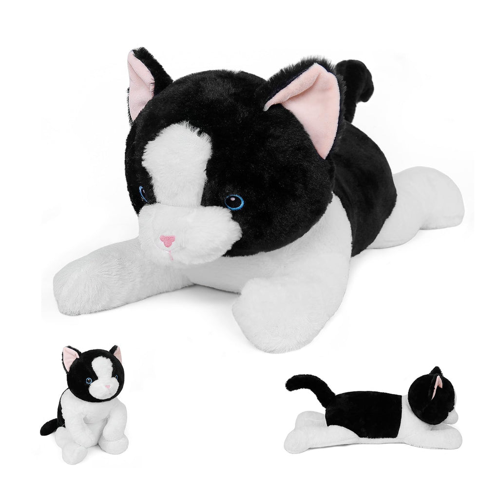 JellyMallow 5 lbs, 27 inches Cat Weighted Stuffed Animals, Cuddly Weighted Cat Plush Pillow Giant Plushie Ideal Gift for Adults 