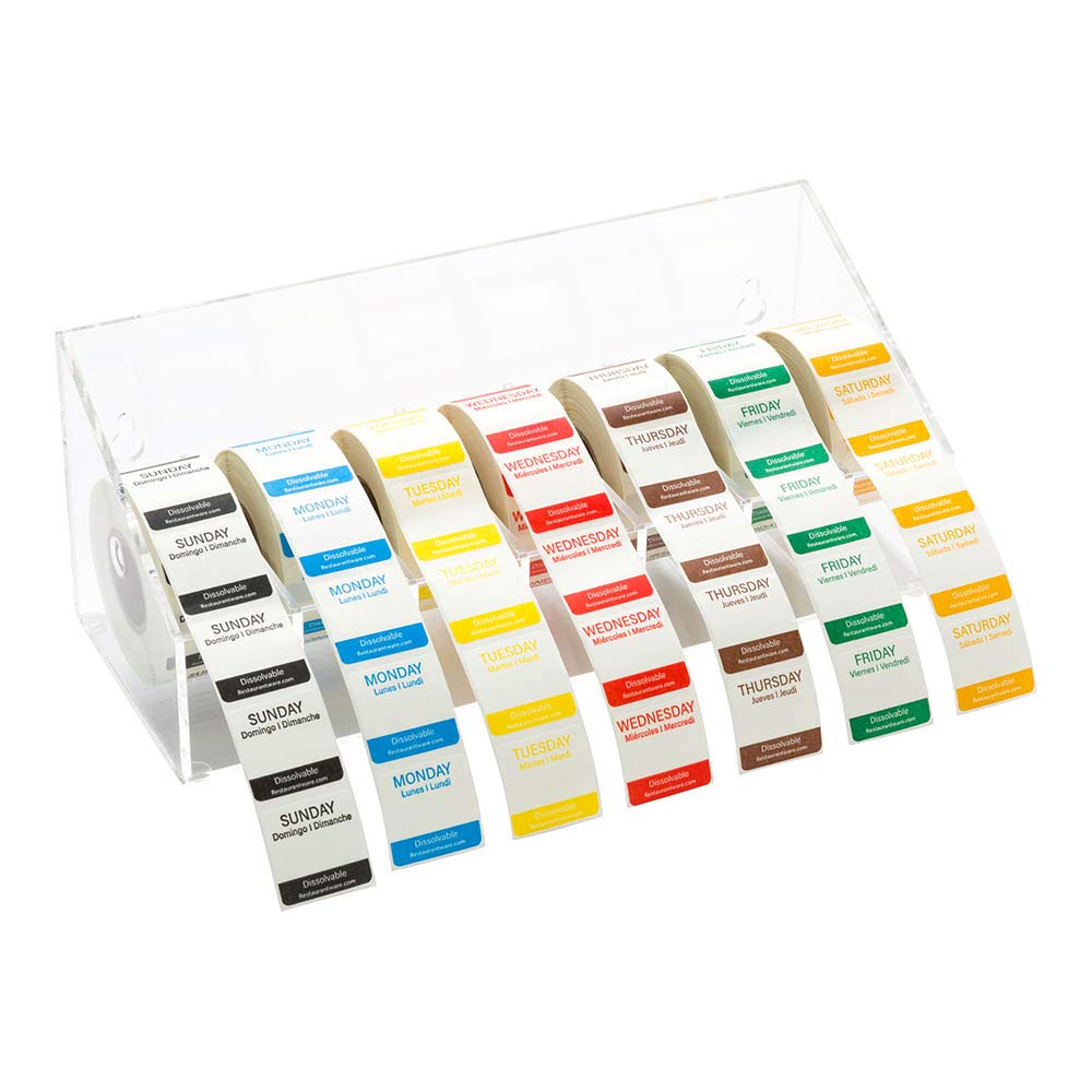Restaurantware Rw Smart 14.5 Inch X 3.5 Inch Label Dispenser 1 Sticker Dispenser- 7 Slots No Slip Sturdy Clear Acrylic Food Labe