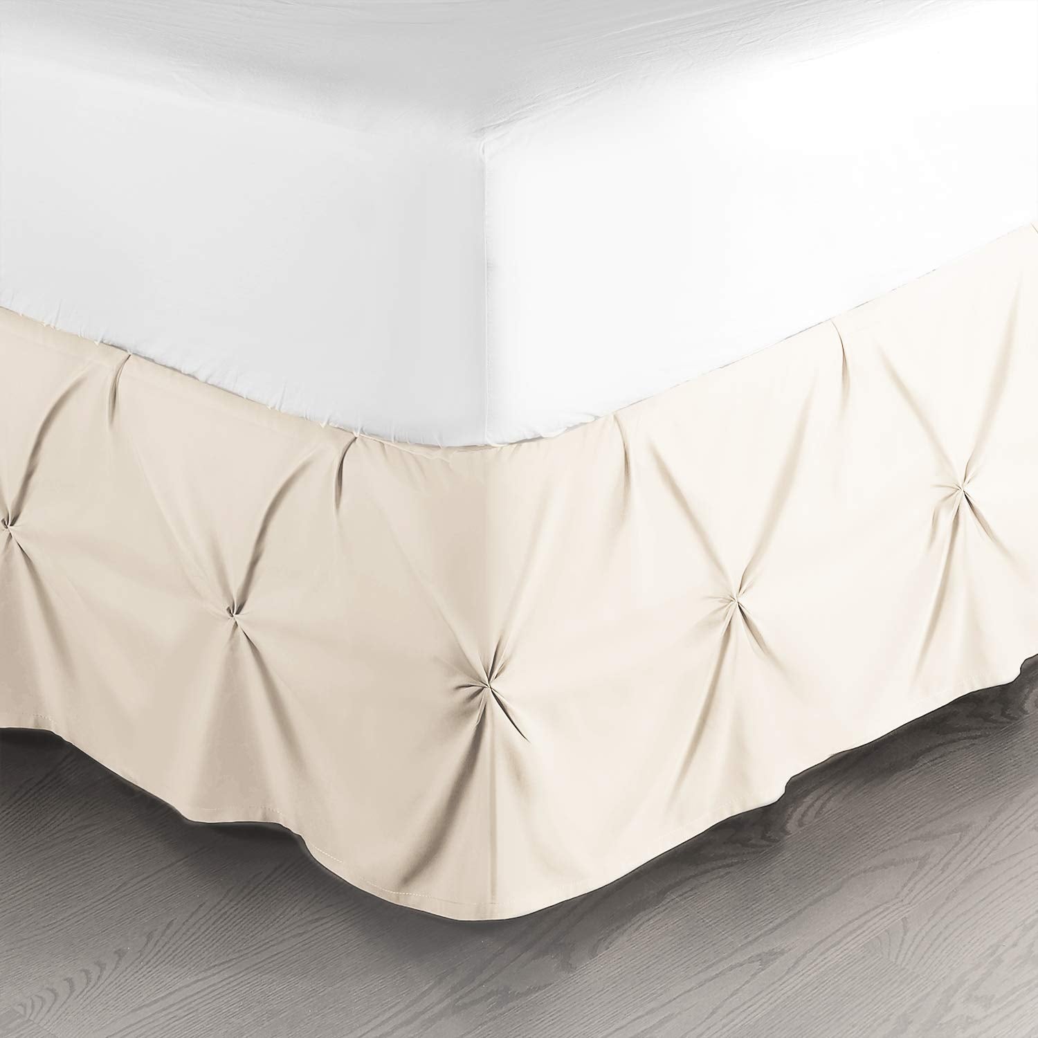 Nestl Beige Cream Bed Skirt Twin Size, Pinch Pleat Twin Bed Skirt, 14 ' Inch Drop Twin Bedskirt, Hotel Quality Beige Cream Bed