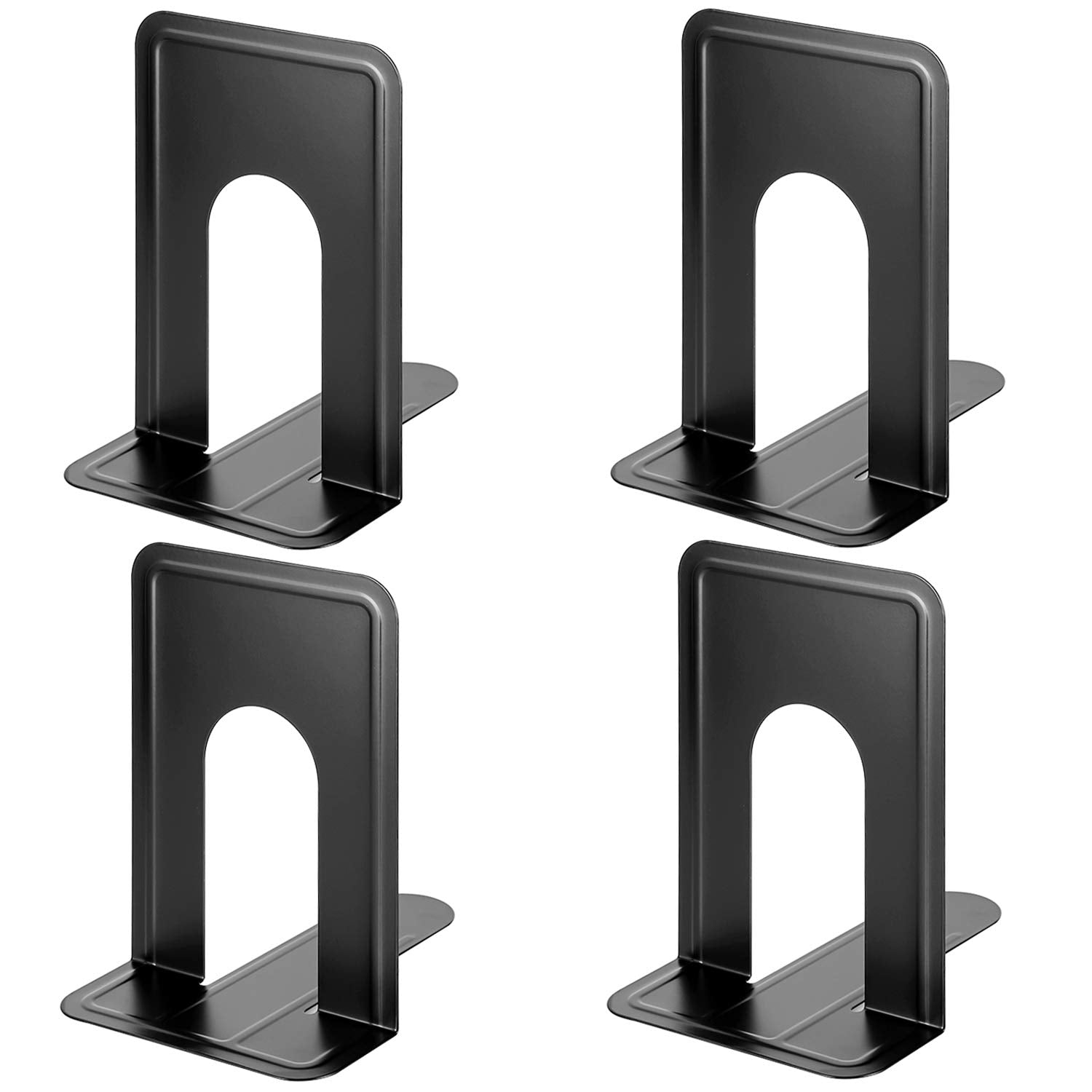 Maxgear 8.5 In Extra Large Heavy Duty Metal Book Ends, Black Universal Premium Bookends For Shelves, Non-Skid Bookend, Book Stop
