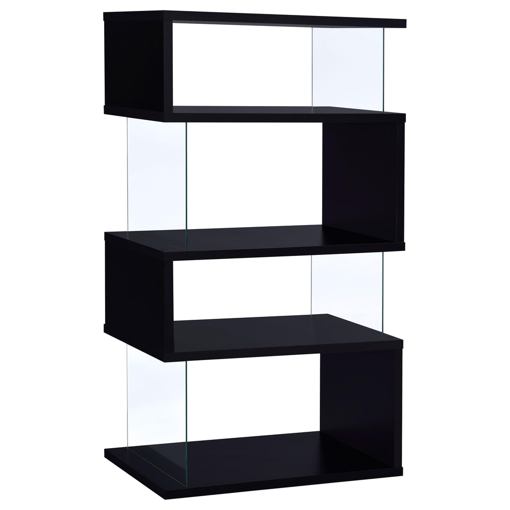 Coaster Home Furnishings Emelle 63-inch 4-Shelf Glass Panel Bookshelf Black