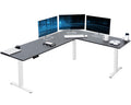 VIVO Electric Corner 84 x 63 inch L-Shaped Standing Desk, Memory Height Adjustment, Black Top White Frame, DESK-E3CTWB-84