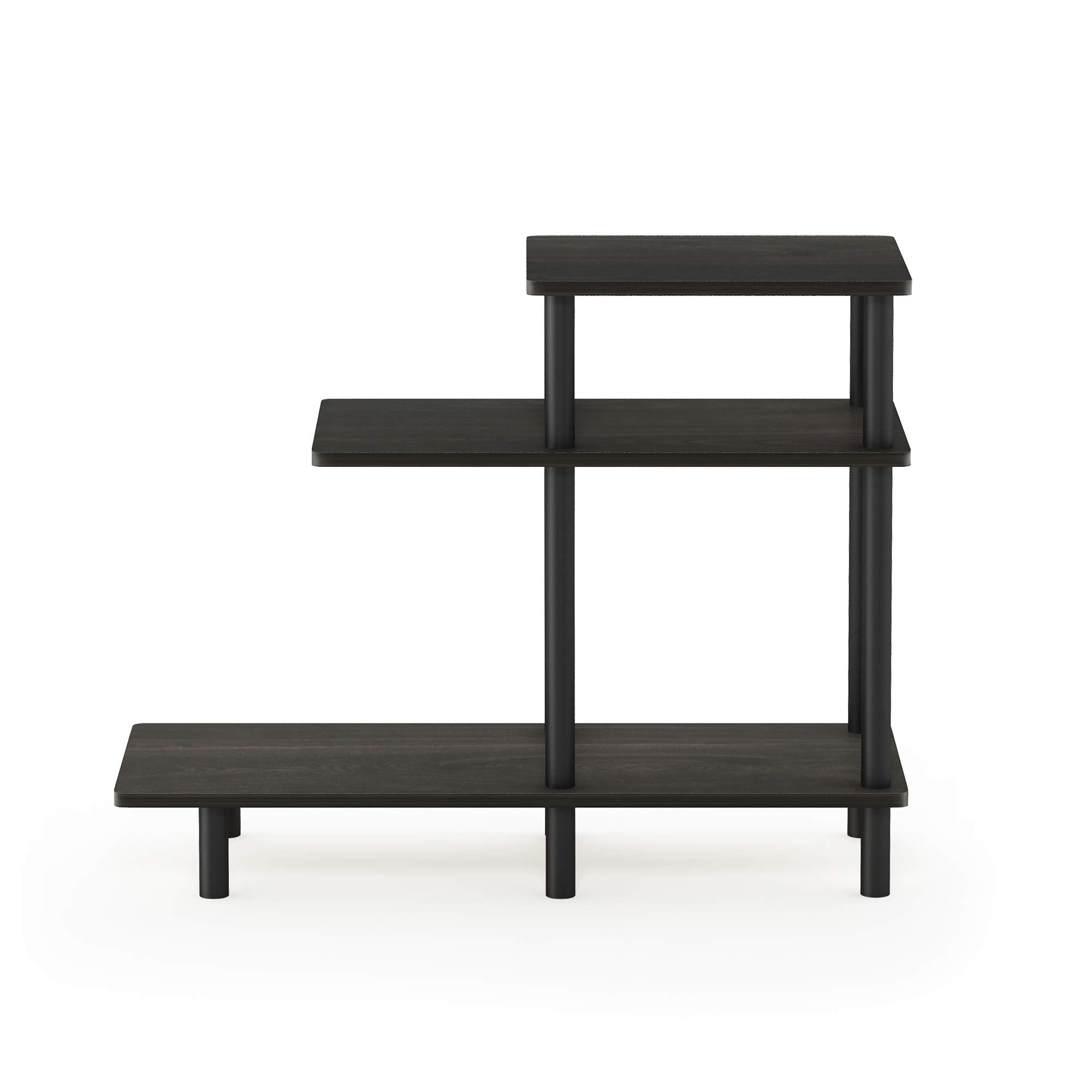Furinno Turn-N-Tube 3-Tier Sofa Side Table, Espresso/Black, 31.5 in x 11.61 in x 25.63 in