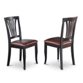 East West Furniture Avon Dining Faux Leather Upholstered Wooden Chairs, Set of 2, Black