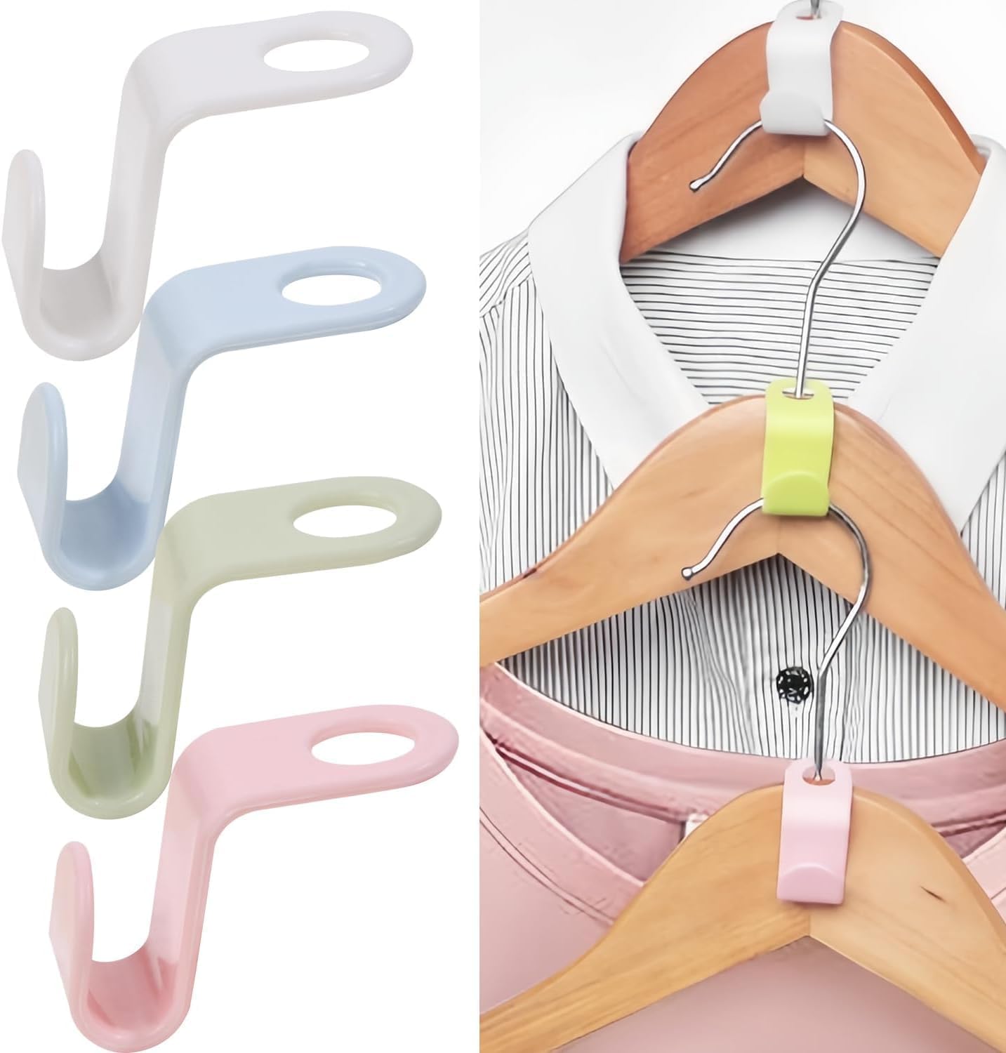 Pack Of 30 Clothes Hangers, SpaceSaving, SpaceSaving Hangers, Connecting Hooks, Wardrobe Organiser For More Useful Space (Mult