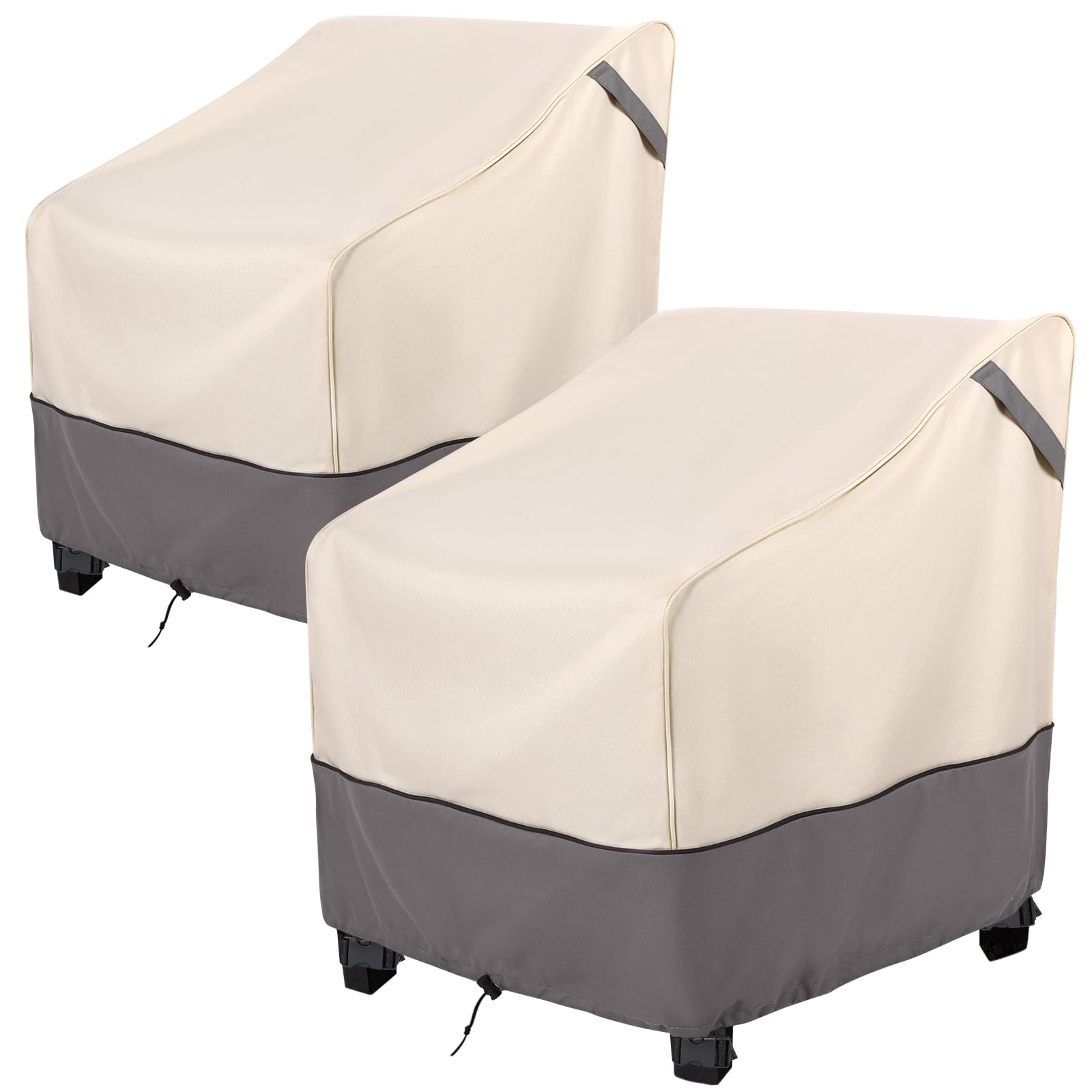 Bestalent Patio Furniture Covers Waterproof, Outdoor Chair Covers 2 Pack Clearance, Lawn Deep Seat Cover, Fits Up To 32W × 37D × 36H Inches (Beige/Grey)