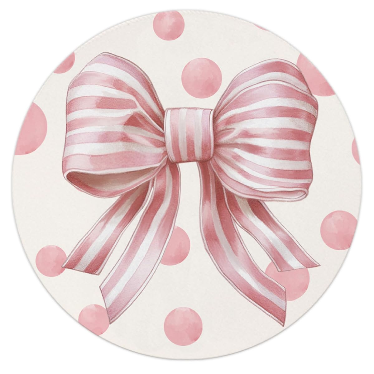 QUICQOD Coquette Trendy Pink Bow Mouse Pad,Preppy Round Mouse Pad, Non-Slip Rubber Base Mousepads for Home Office Dorm Desk Deco