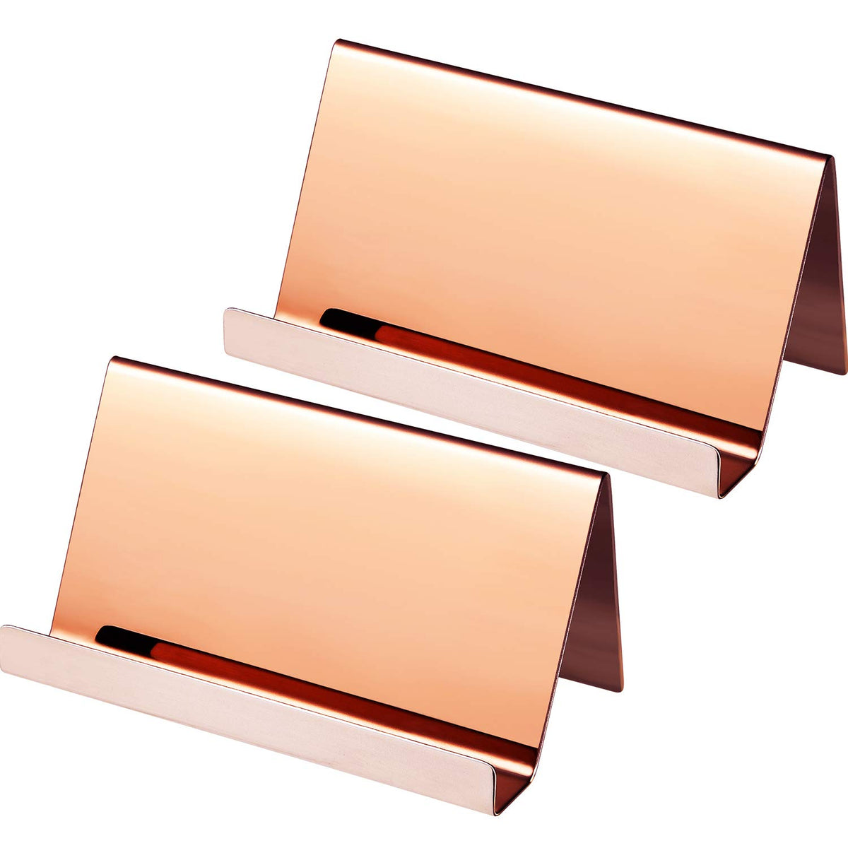 Maxdot 2 Pack Stainless Steel Business Cards Holders Desktop Card Display For Business Name Card Rack Organizer For Office, Home