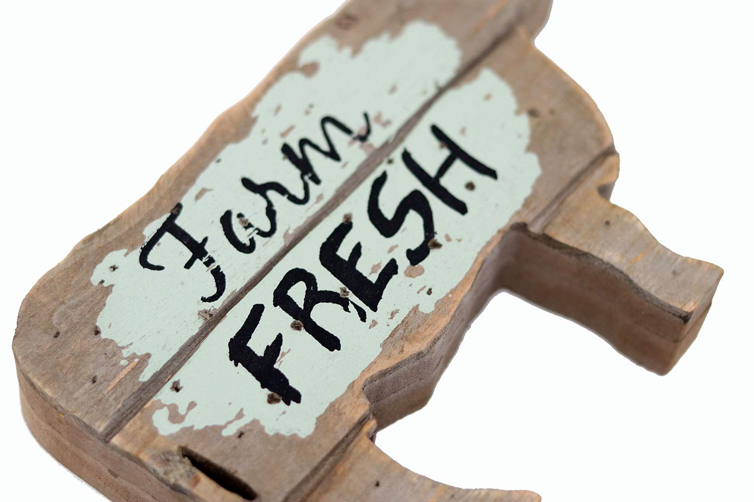 Parisloft Farm Fresh Wood Cow Shaped Sign Tabletop Decor, Carved Cow Statue Home Decor, Animal Sculpture Decorations