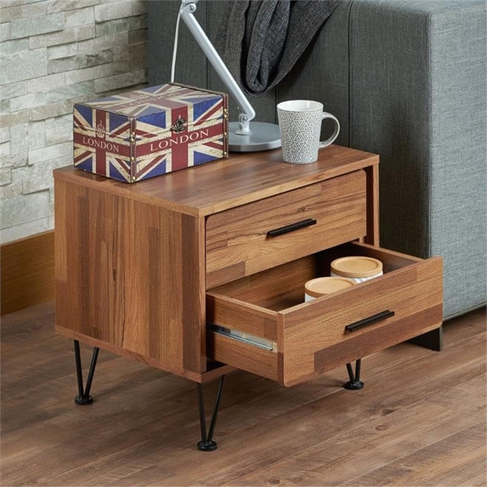 Acme Deoss Wooden Rectangular 2-Drawer Nightstand With V Shaped Legs In Walnut