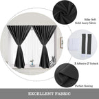 Muamar 2Pcs Self Adhesive 100% Blackout Curtains For Bedroom,Portable Curtains Easy Install, Rental House Curtains Temporary Cur