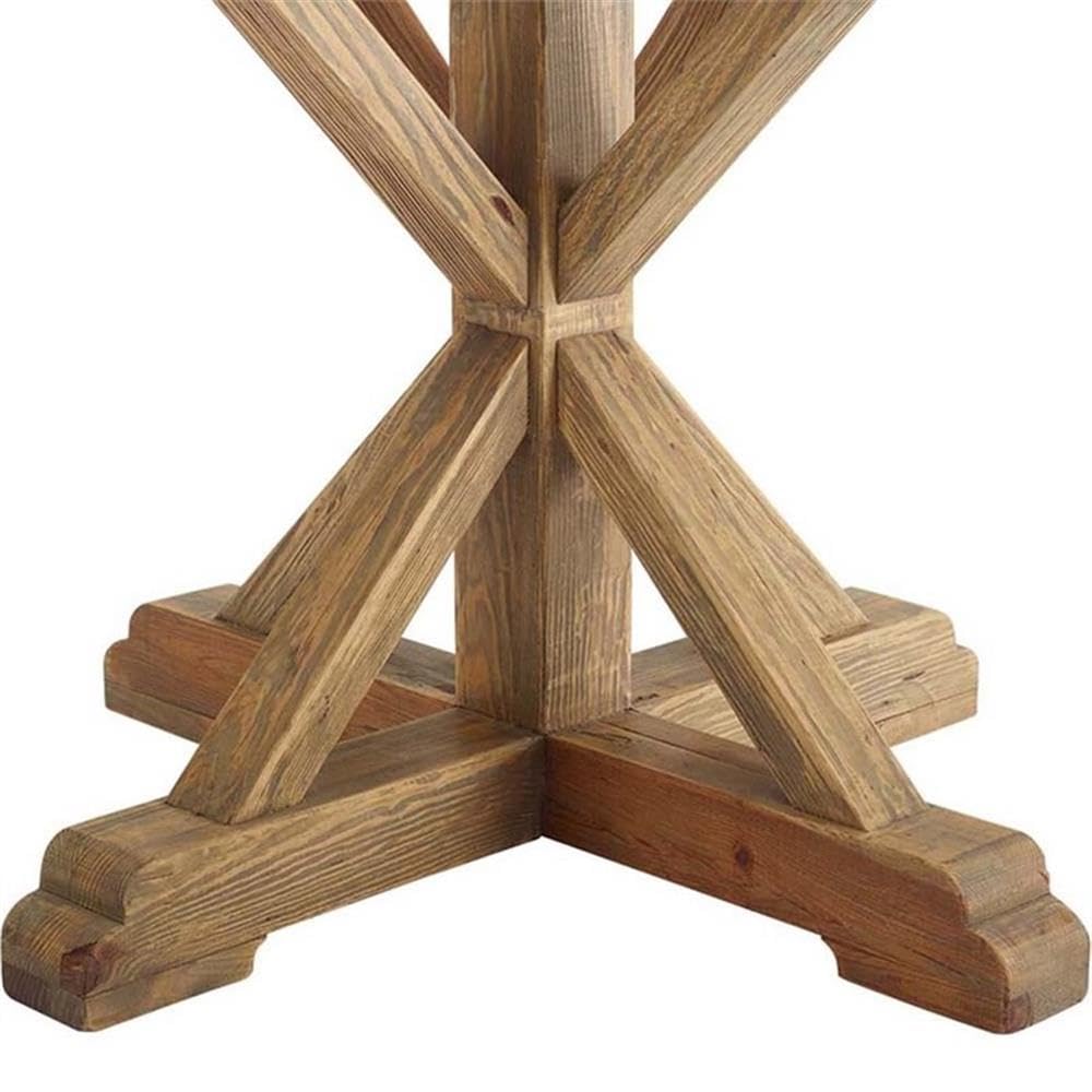 Modway Stitch 47&quot; Rustic Farmhouse Wood Round Kitchen and Dining Room Table in Brown