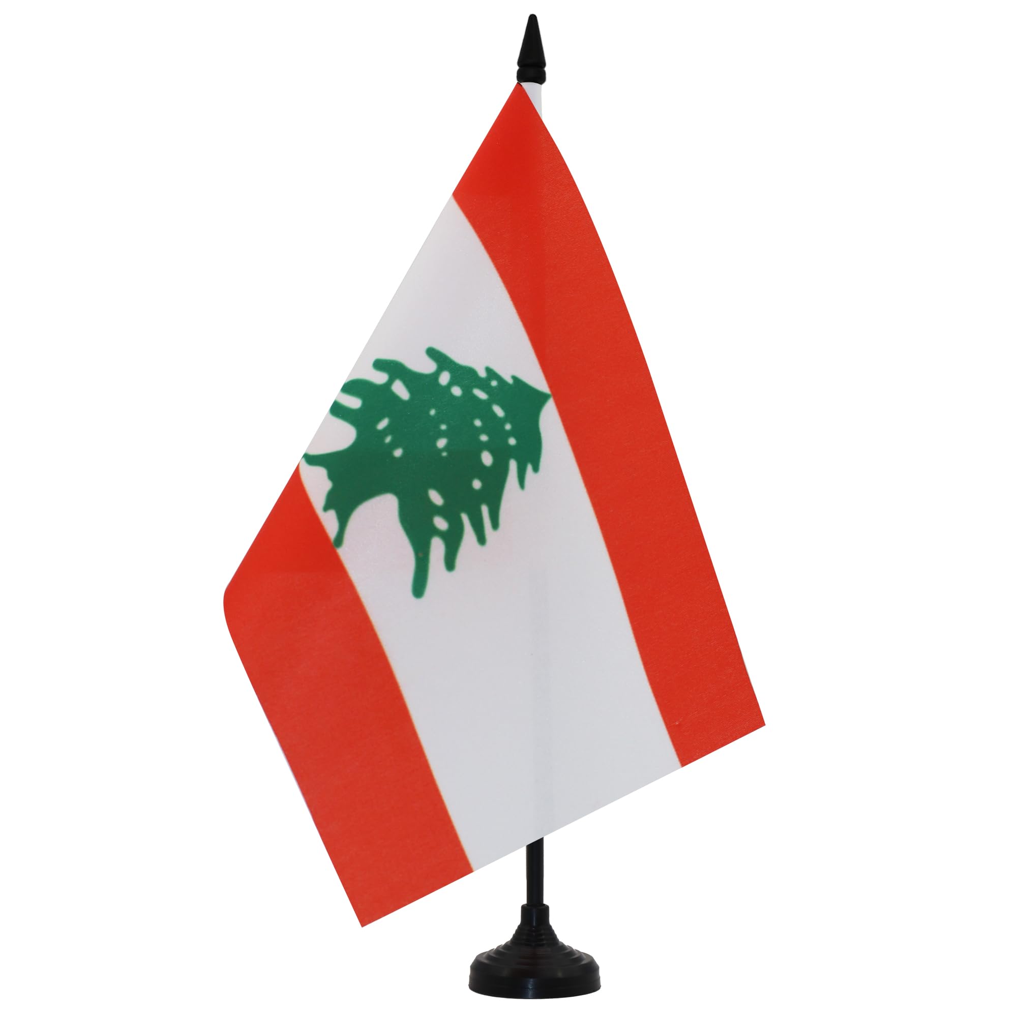 Lebanon Table Flag 5' X 8' - Lebanese Desk Flag 21 X 14 Cm - Black Plastic Stick And Base - Az Flag