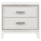 Acme Haiden Wooden Rectangular 2-Drawer Nightstand with Silver Trim in White
