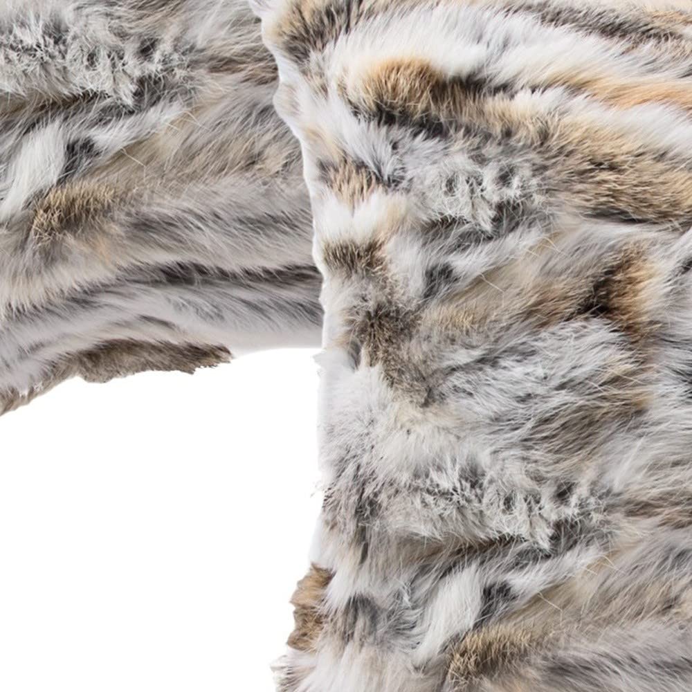 HomeRoots 100% Natural Rabbit Fur and Microsuede Set of Two 12' X 20' Tan and White Rabbit Natural Fur Animal Print Throw Pillows