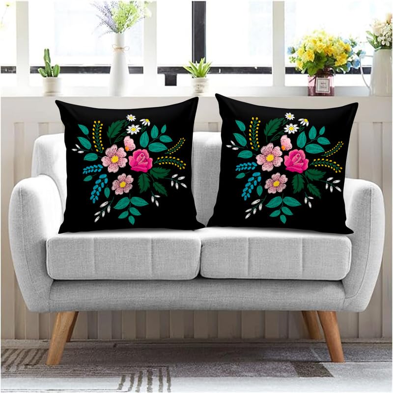 Bmrgifts Soft Fabric Decorative Designer Printed Cushion Cover Decorations For Sofa Living Room 12 X 12 Inch Set Of 2 Multi (Cc1