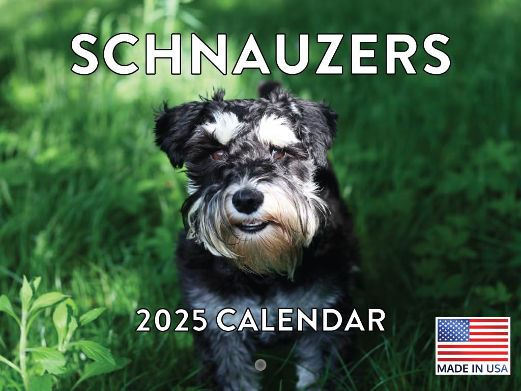 Schnauzer Calendar 2025 Monthly Wall Calender 12 Month | American Made In The Usa