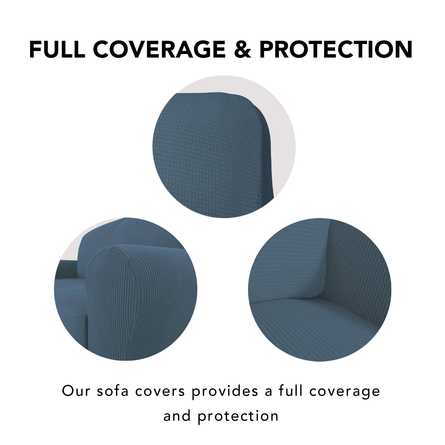 Purefit Stretch Sofa Slipcover – Spandex Jacquard Non Slip Soft Couch Sofa Cover, Washable Furniture Protector With Non Skid Foam And Elastic Bottom For Kids (Sofa, Bluestone)