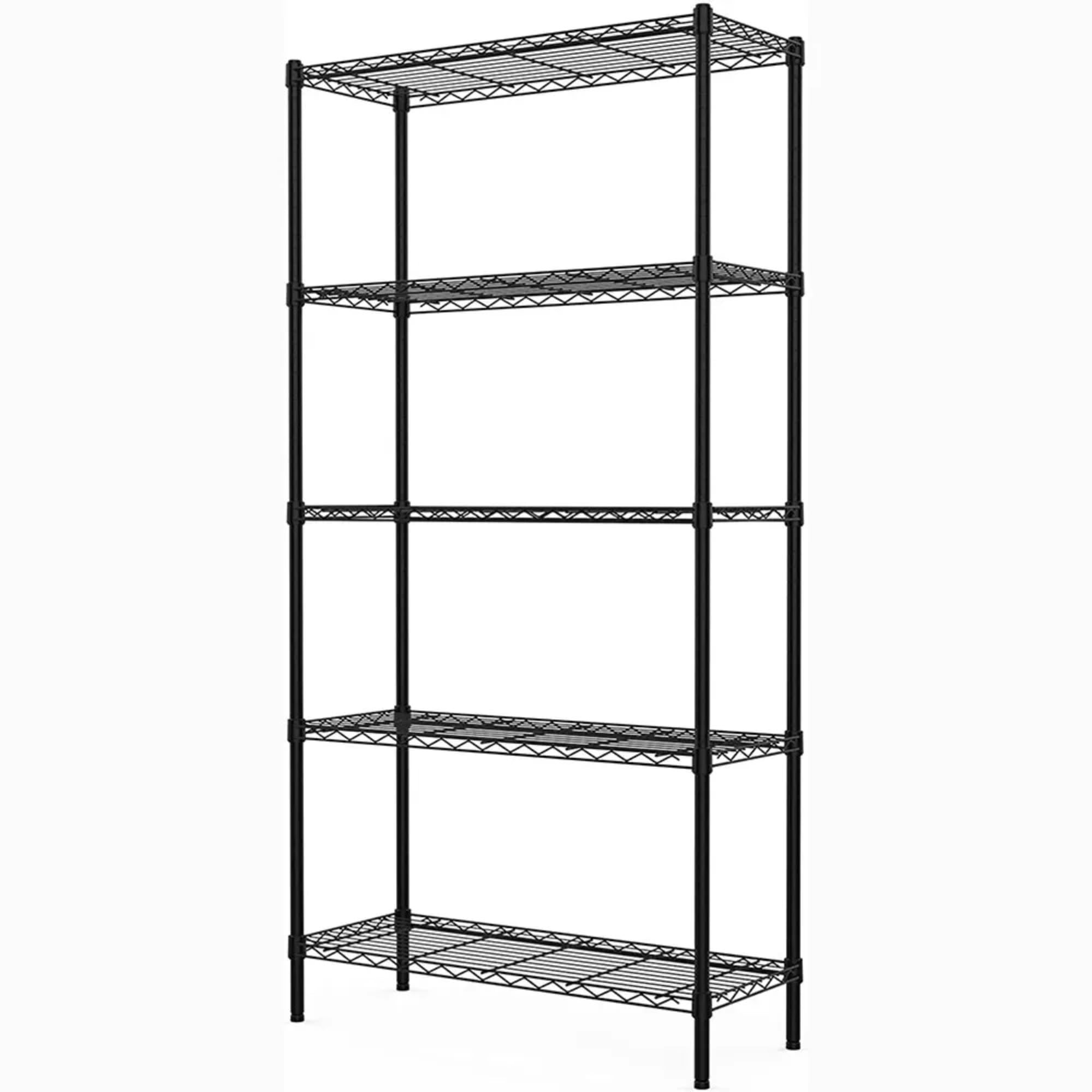 Storack 5Tier Foldable Boltless Metal Shelf Rack | Adjustable Home Storage Organizer For Pantry, Garage & Laundry | 76L X 36W X