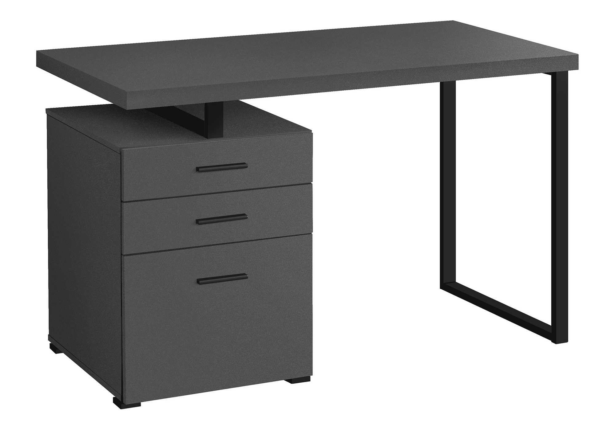 Monarch Specialties I 7645 Computer Desk, Home Office, Laptop, Left, Right Set-Up, Storage Drawers, 48&quot; L, Work, Metal, Laminate, Grey, Black, Contemporary