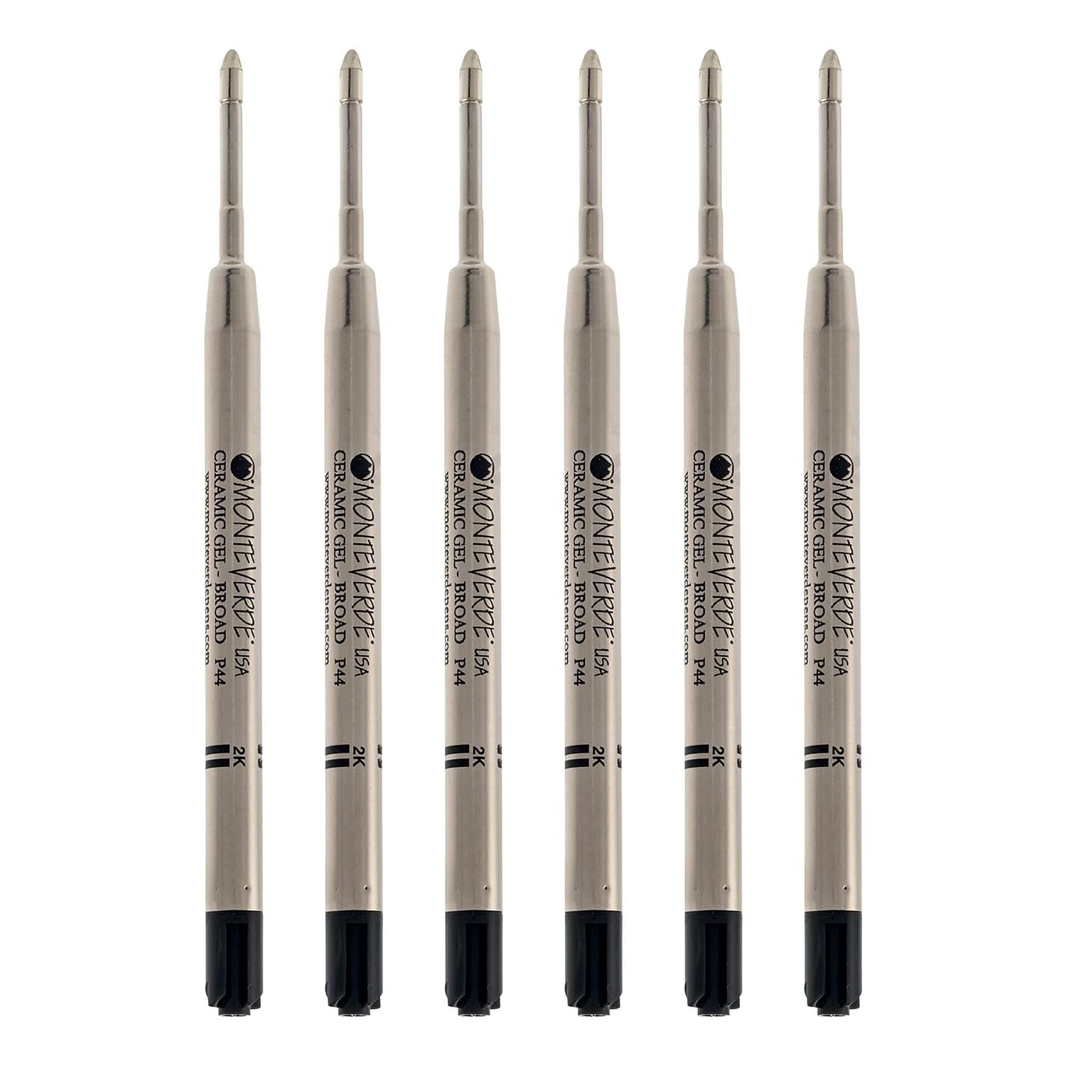 Monteverde Broad Gel Ballpoint Refill For Parker Gel Ballpoint Pens, 6/Pack, Black (P443Bk)