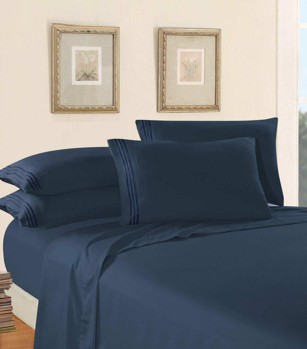 Elegant Comfort Luxury Bed Sheet Set On Amazon Three-Line Design 1500 Premier Hotel Quality Wrinkle And Fade Resistant 4-Piece B