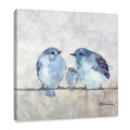 Bathroom Bird Picture Wall Art Blue and Gray Bluebird Artwork on Canvas for Kids Room Decor 12x12