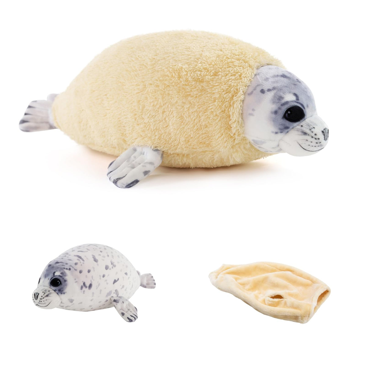 Dinyinor 25 Molting Seal Plush Pillow,Soft Seal Stuffed Animal Toy,Chubby Blob Seal Plushies for Boys Girls,Cute Seal Stuffed An