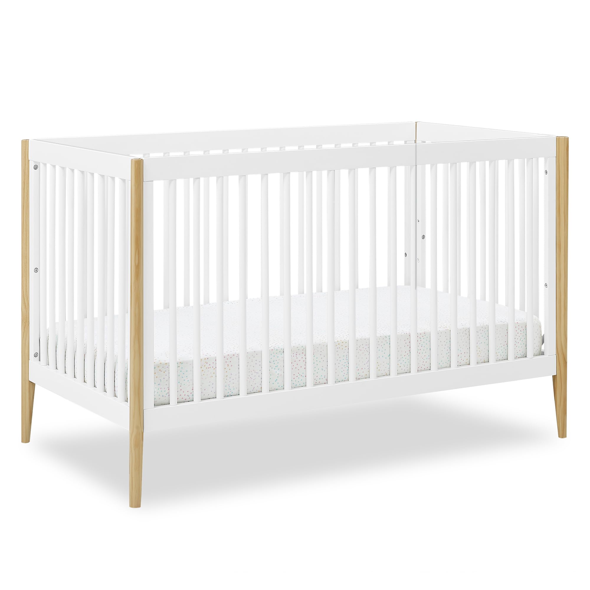 Delta Children Casey 4-in-1 Convertible Crib - Greenguard Gold Certified, Bianca White/Natural