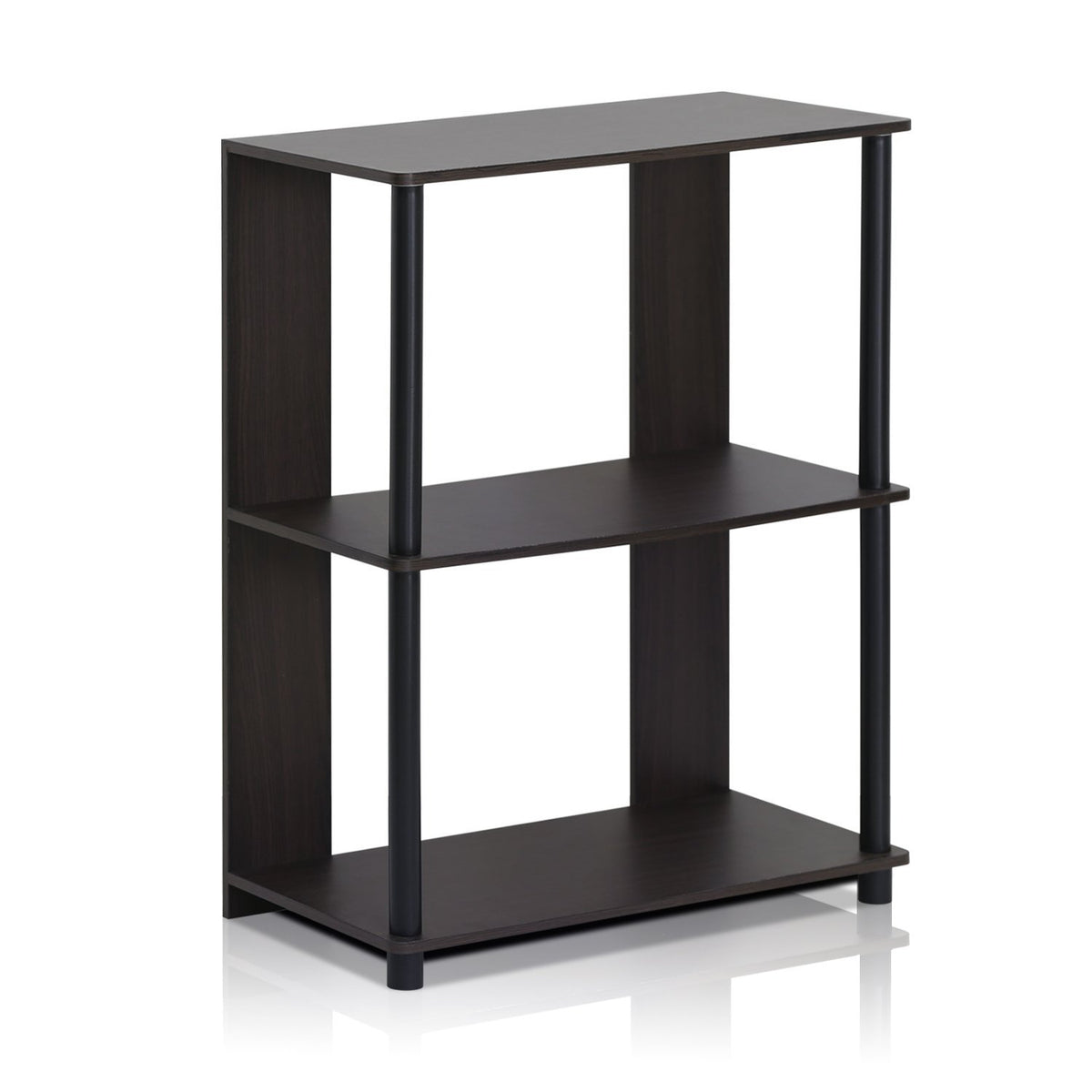 Furinno Jaya Simple Design 3-Tier Bookcase / Bookshelf / Display Rack, Plastic Tubes, Walnut