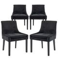 Colamy Modern Dining Chairs Set Of 4, Upholstered Corduroy Accent Side Leisure Chairs With Mid Back And Wood Legs For Living Room/Dining Room-Black
