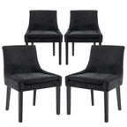 Colamy Modern Dining Chairs Set Of 4, Upholstered Corduroy Accent Side Leisure Chairs With Mid Back And Wood Legs For Living Room/Dining Room-Black
