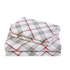 Comfort Spaces Cotton Flannel Breathable Warm Deep Pocket Sheets with Pillow Case Bedding, King, Grey/Red Plaid 4 Piece