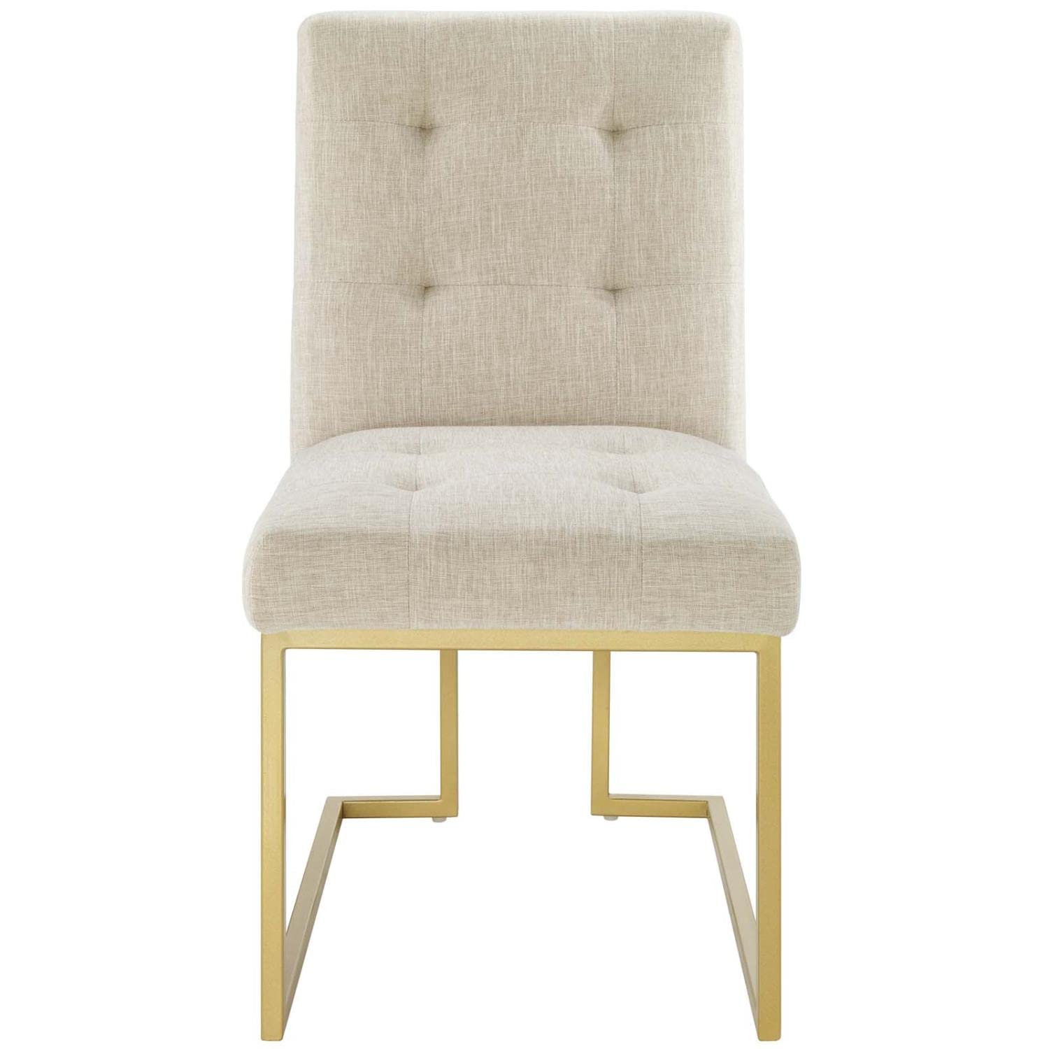 Modway Privy Upholstered Gold Stainless Steel Dining Chair In Gold Beige