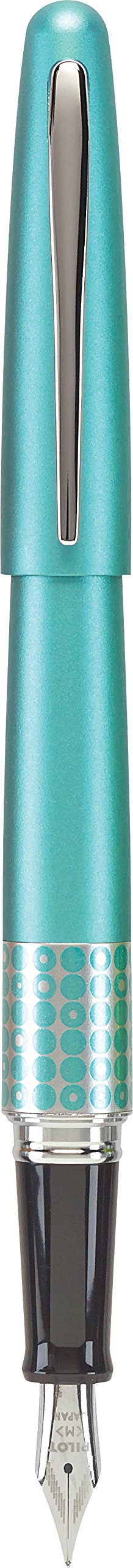 Pilot Mr Retro Pop Collection Fountain Pen In Gift Box, Turquoise Barrel With Dots Accent, Fine Point Stainless Steel Nib, Refil