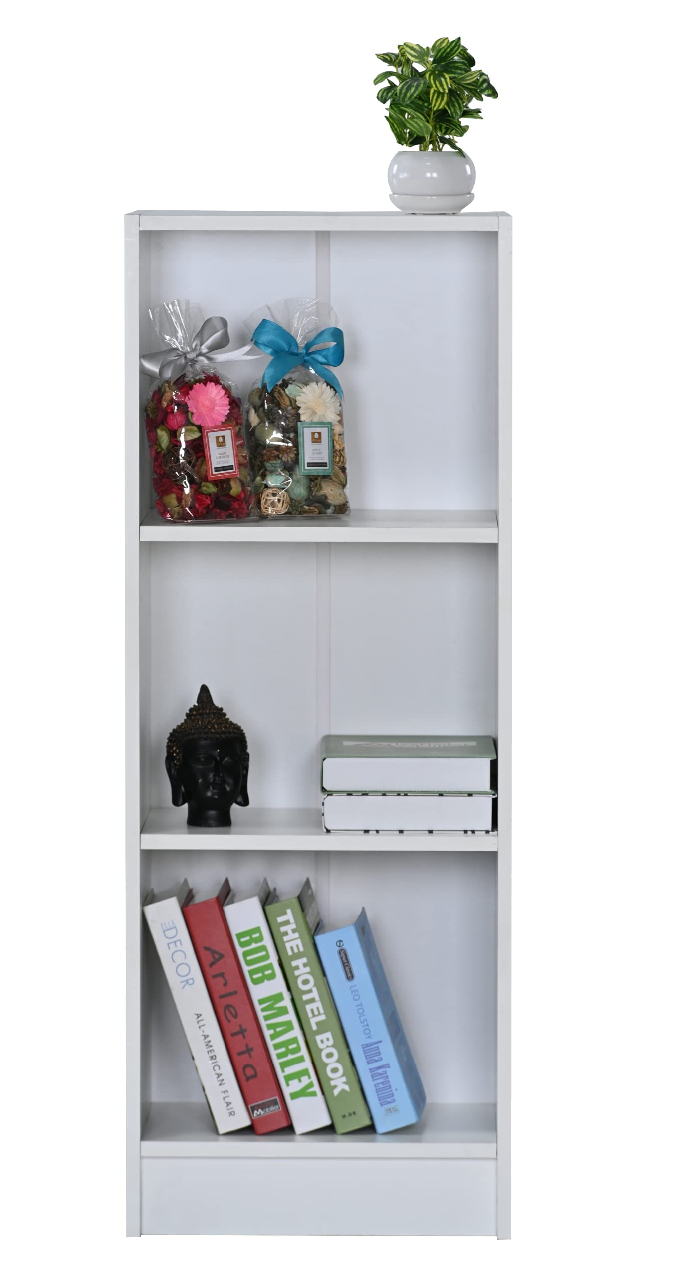 DeckUp Plank Lexis 3Shelf Engineered Wood Book Shelf and Display Unit (White)