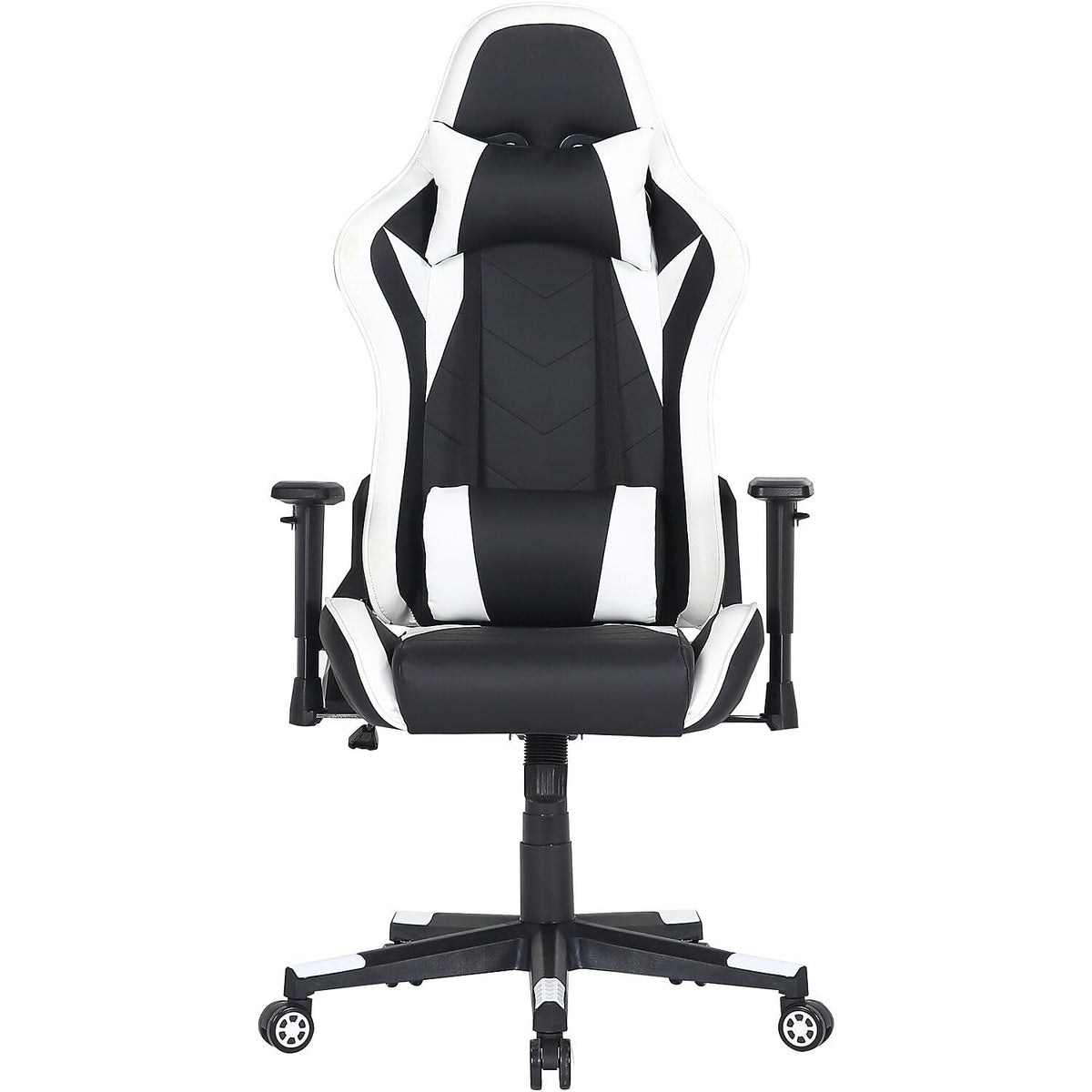 Commando Ergonomic Gaming Chair in Black and White with Adjustable Gas Lift Seating, Lumbar and Neck Support