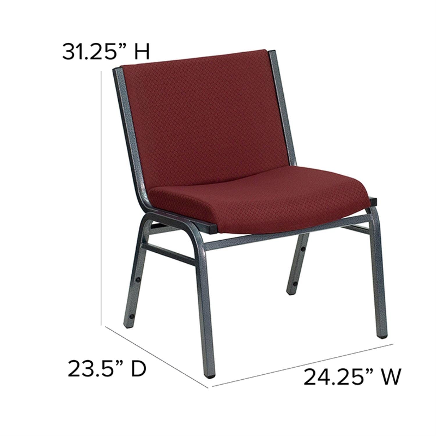 Flash Furniture HERCULES Series Big & Tall 1000 lb. Rated Burgundy Fabric Stack Chair with Ganging Bracket
