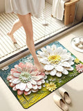 SUKHDHAM Bathroom Mat, Door mat, Rubber NonSlip Quick Dry Rugs Fit Under Door Super Absorbent Thin Fashion Washable Oval Floor 