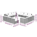 vidaXL 12 Piece Patio Lounge Set - Poly Rattan, Gray with Anthracite Cushions - Durable, Water-Resistant Material, Sturdy Steel Frame - Modular Design, Comfortable & Easy to Maintain
