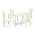 East West Furniture CAIP5-LWH-W 5 Piece Dining Set Includes a Rectangle Dinner Table and 4 Kitchen Dining Chairs, 36x60 Inch, Linen White